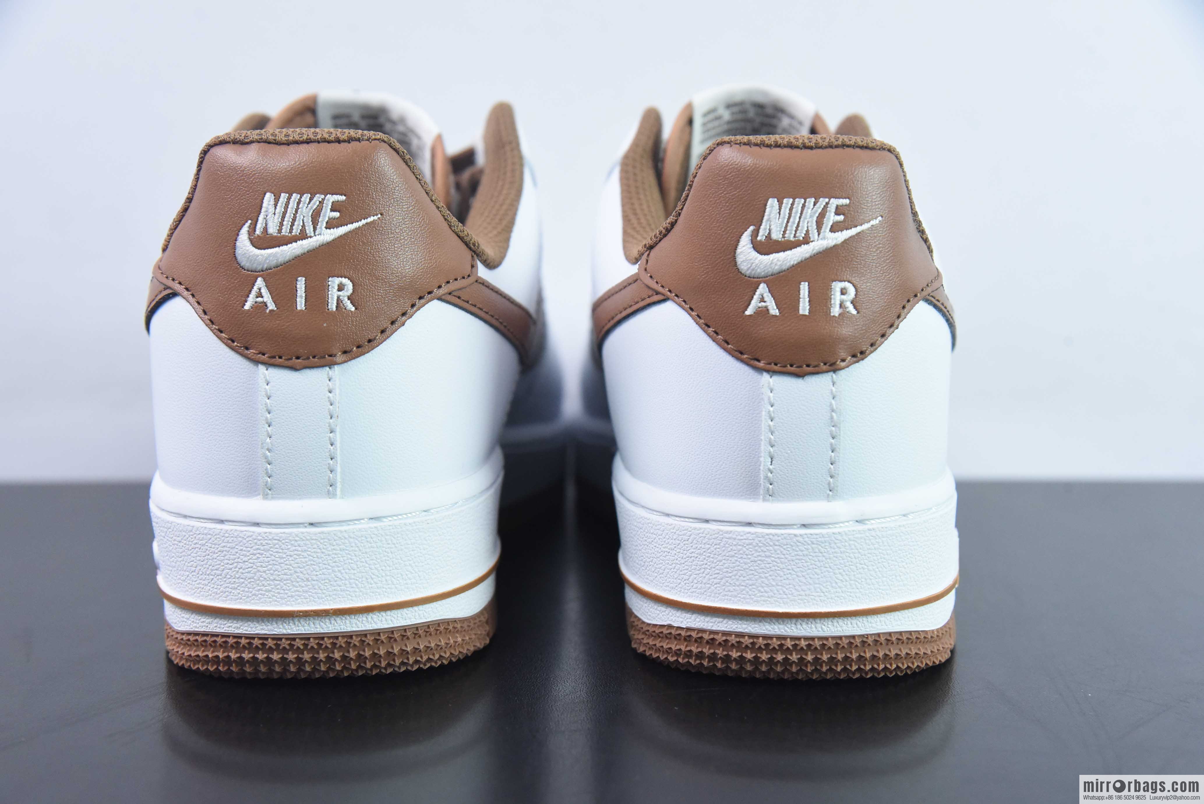 Nike Air Force 1 Low Air Force One Low Top Versatile Leisure Sports Board Shoes, White Brown, Item Number: DH7561-100