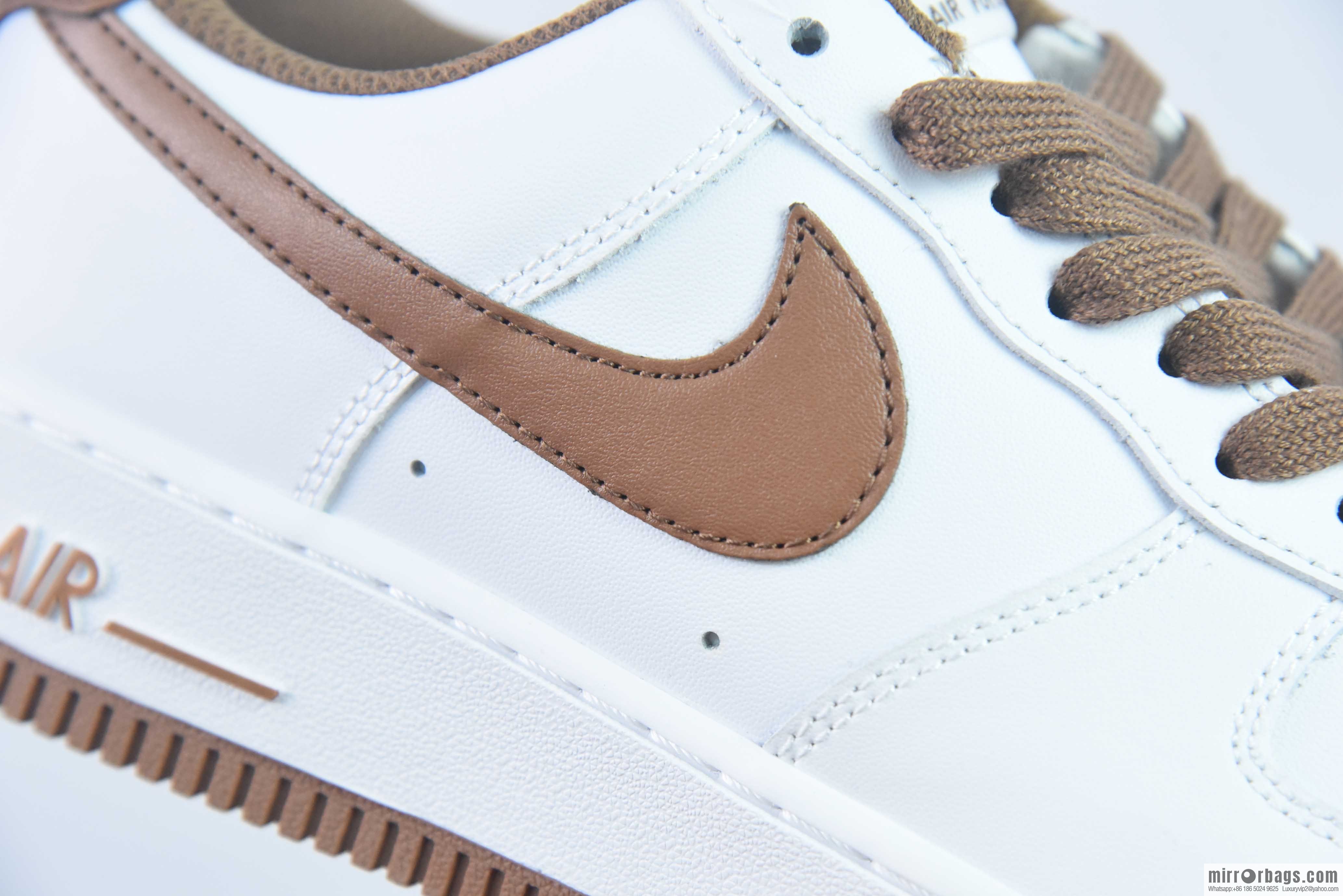 Nike Air Force 1 Low Air Force One Low Top Versatile Leisure Sports Board Shoes, White Brown, Item Number: DH7561-100