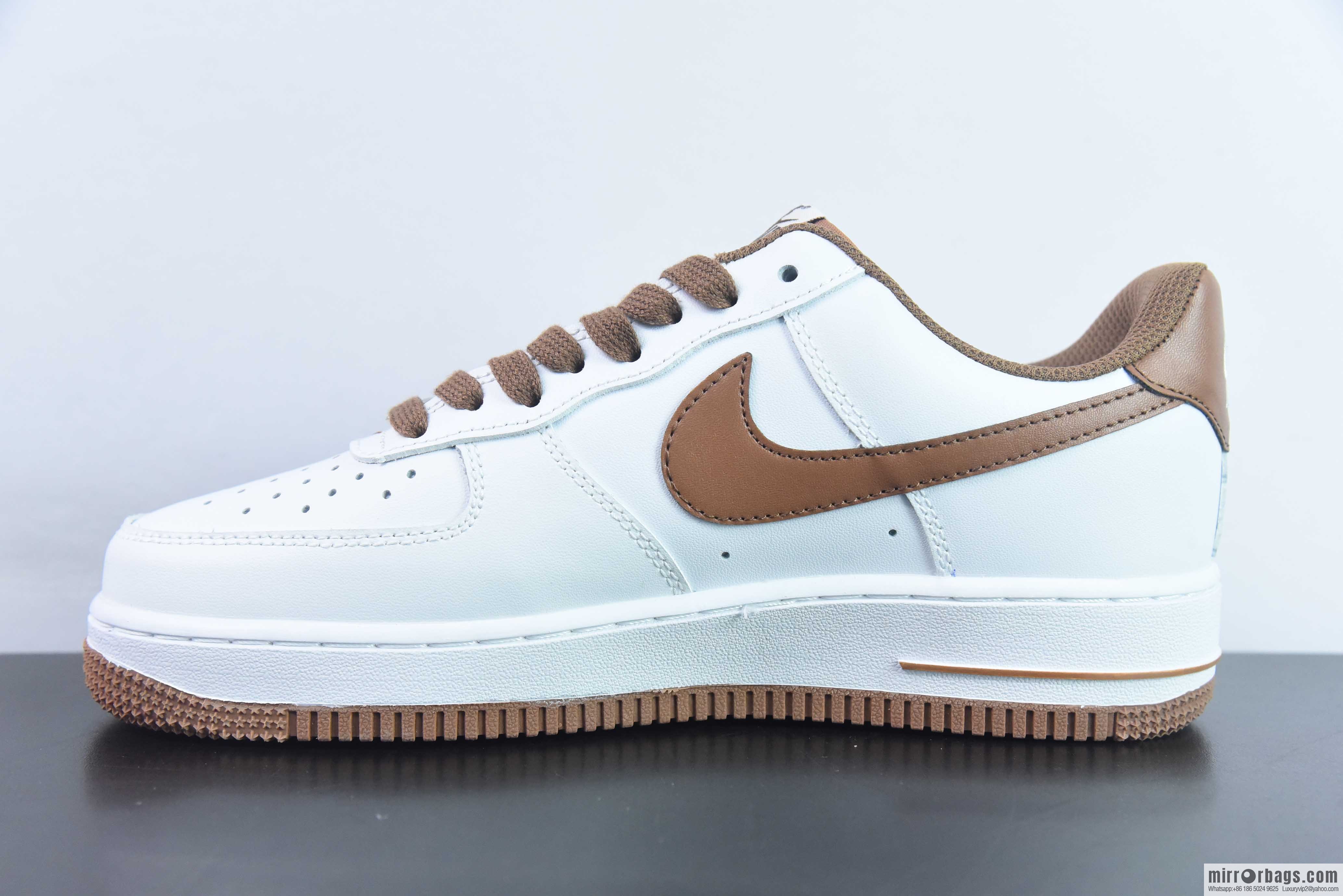 Nike Air Force 1 Low Air Force One Low Top Versatile Leisure Sports Board Shoes, White Brown, Item Number: DH7561-100