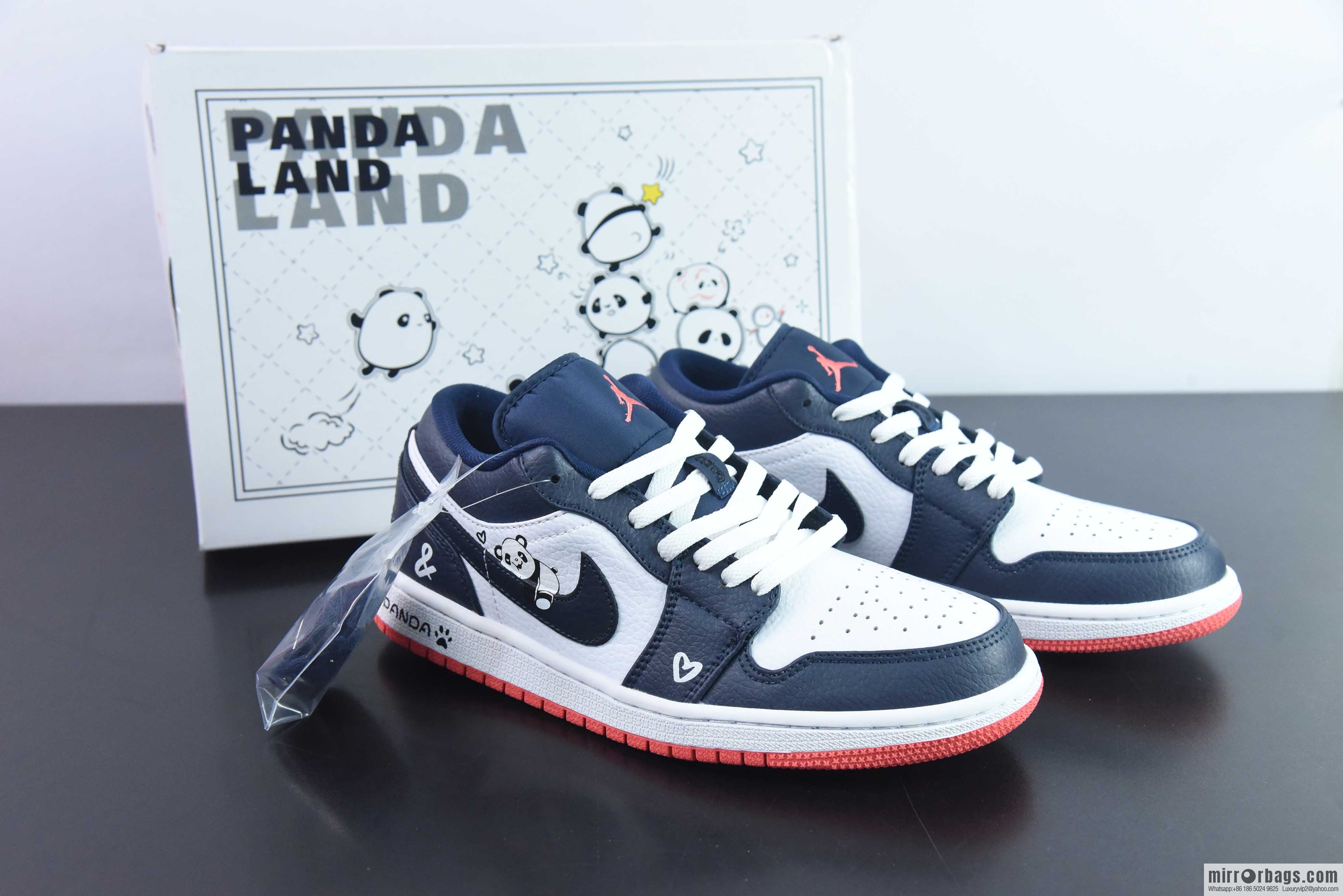 Air Jordan 1 Low Joe 1 Low Top Sports Basketball Shoes, Panda Midnight Blue 553560-481