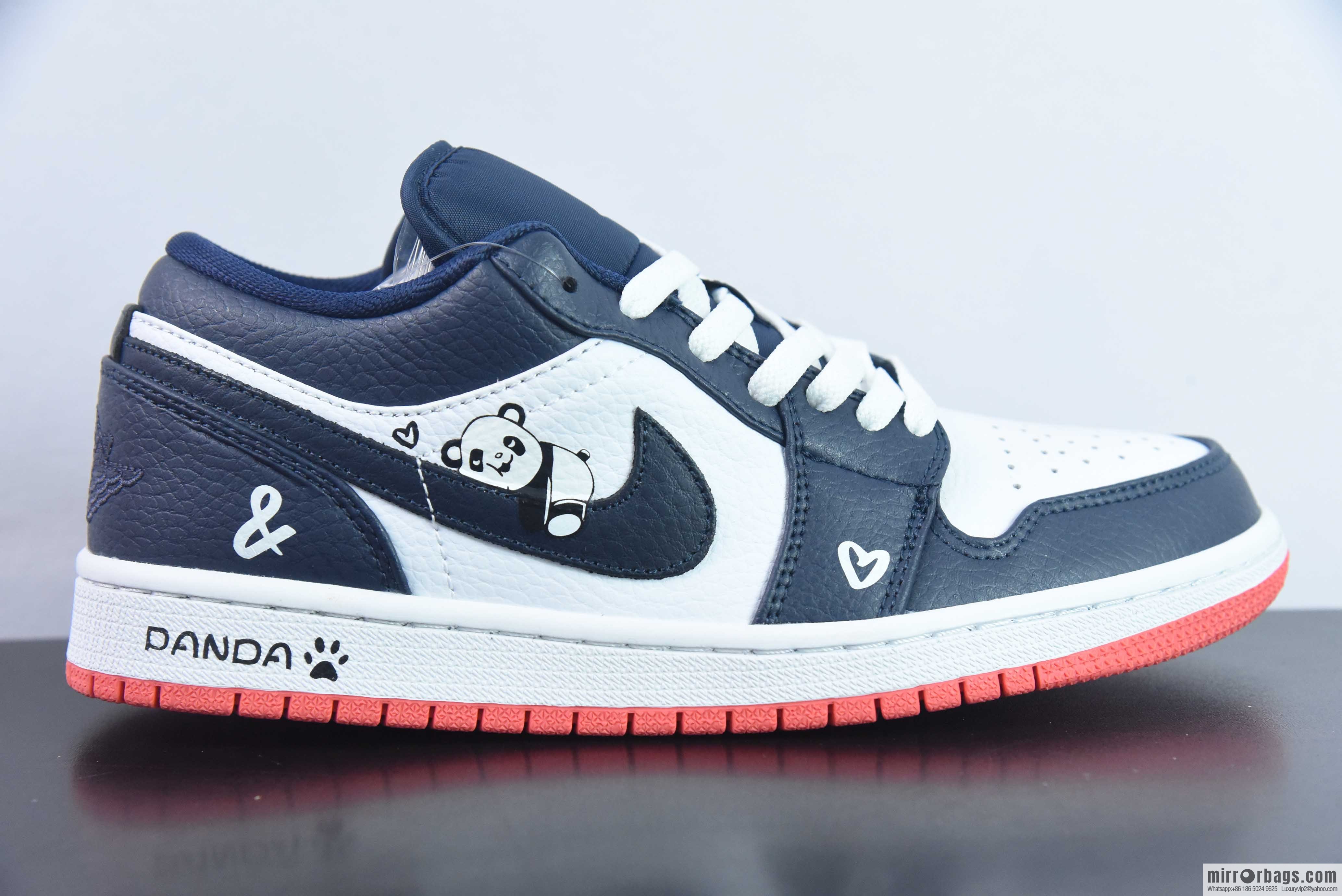 Air Jordan 1 Low Joe 1 Low Top Sports Basketball Shoes, Panda Midnight Blue 553560-481