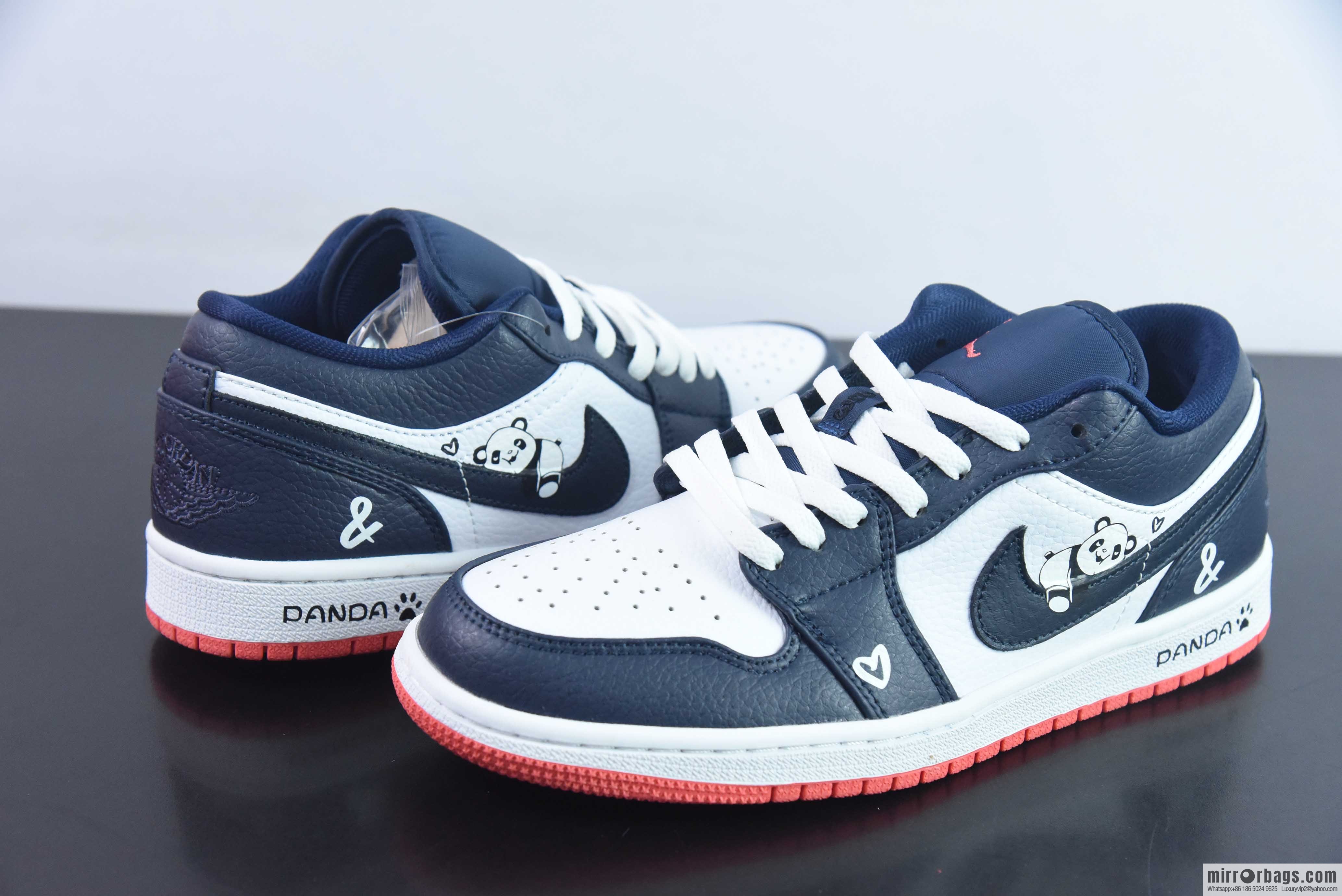 Air Jordan 1 Low Joe 1 Low Top Sports Basketball Shoes, Panda Midnight Blue 553560-481