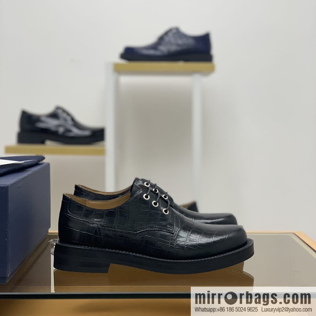 Dior Crocodile Embossed Men's Derby Shoes