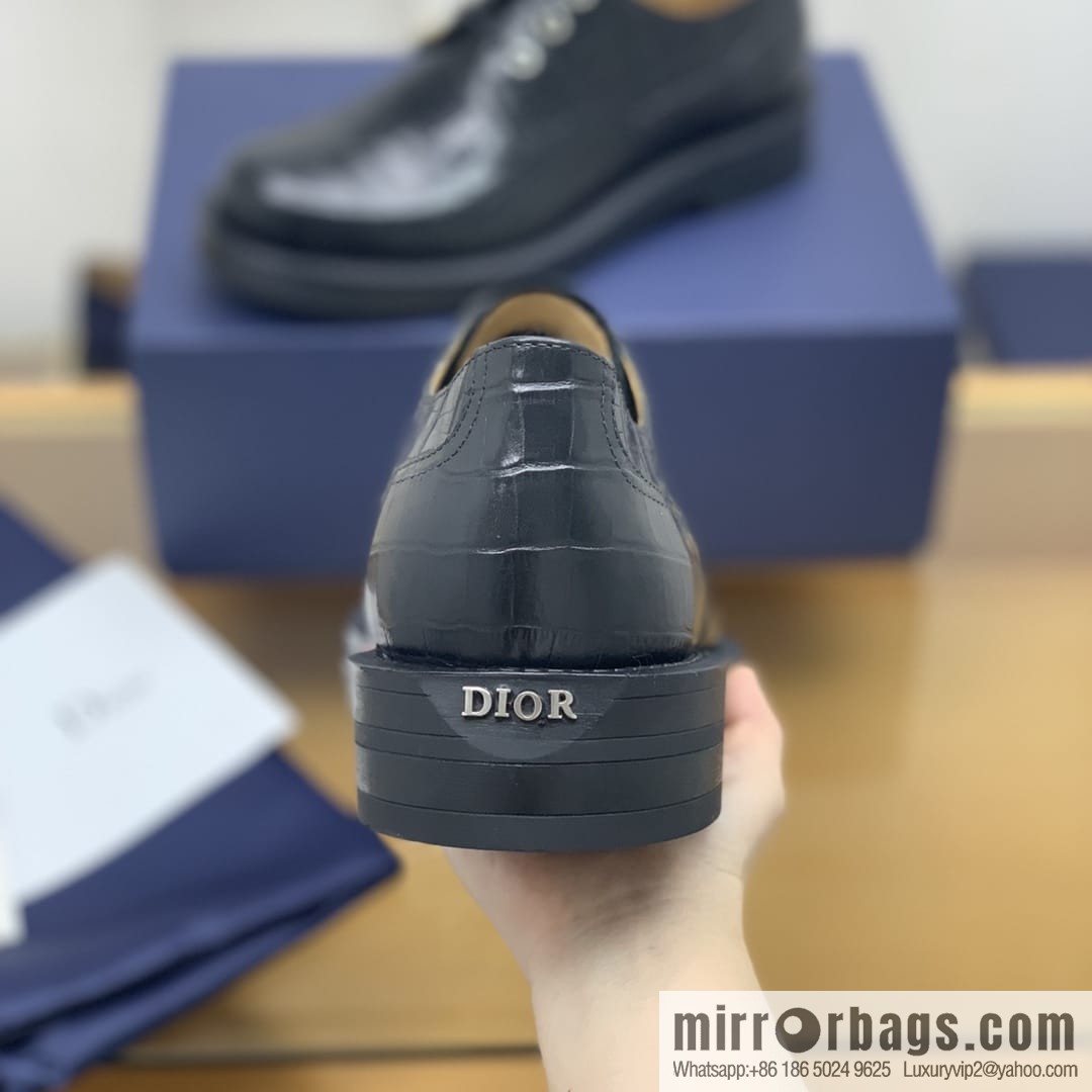Dior Crocodile Embossed Men's Derby Shoes