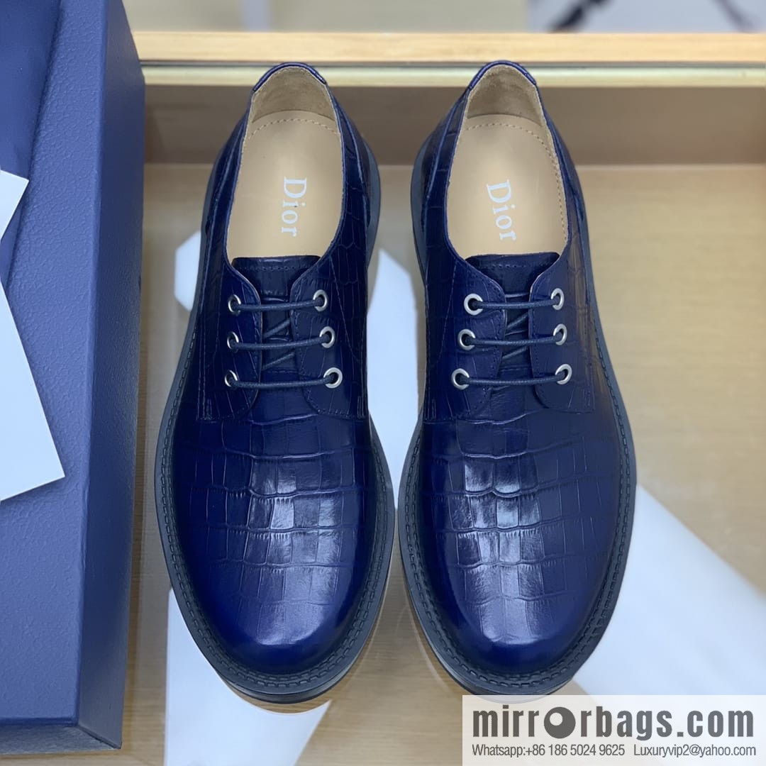 Dior Crocodile Embossed Men's Derby Shoes