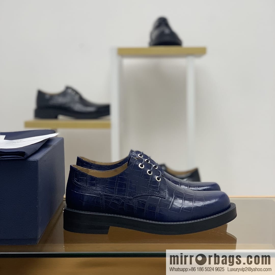 Dior Crocodile Embossed Men's Derby Shoes