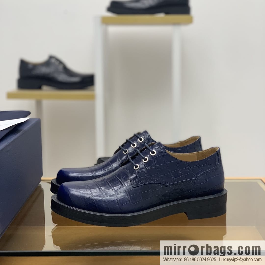 Dior Crocodile Embossed Men's Derby Shoes