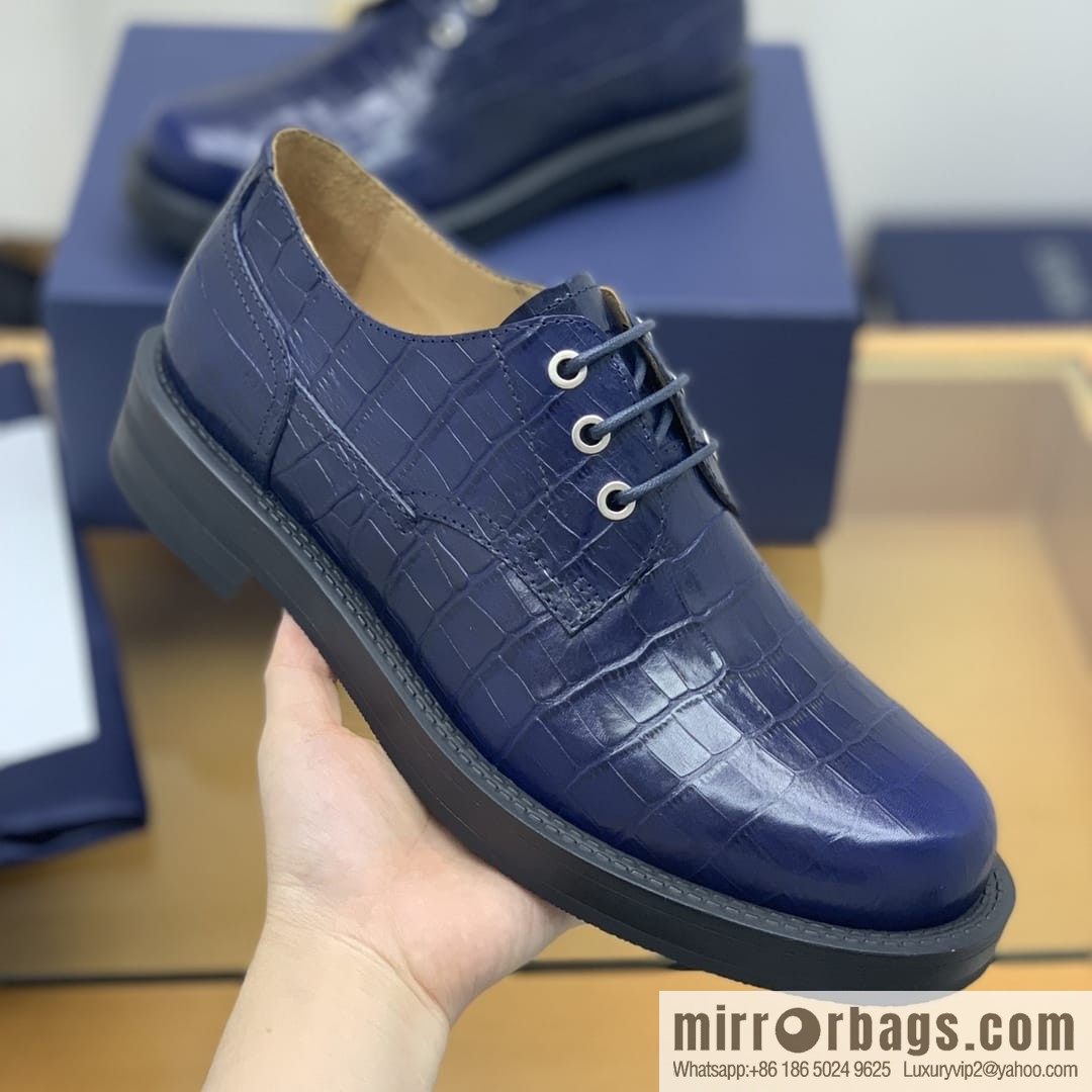 Dior Crocodile Embossed Men's Derby Shoes