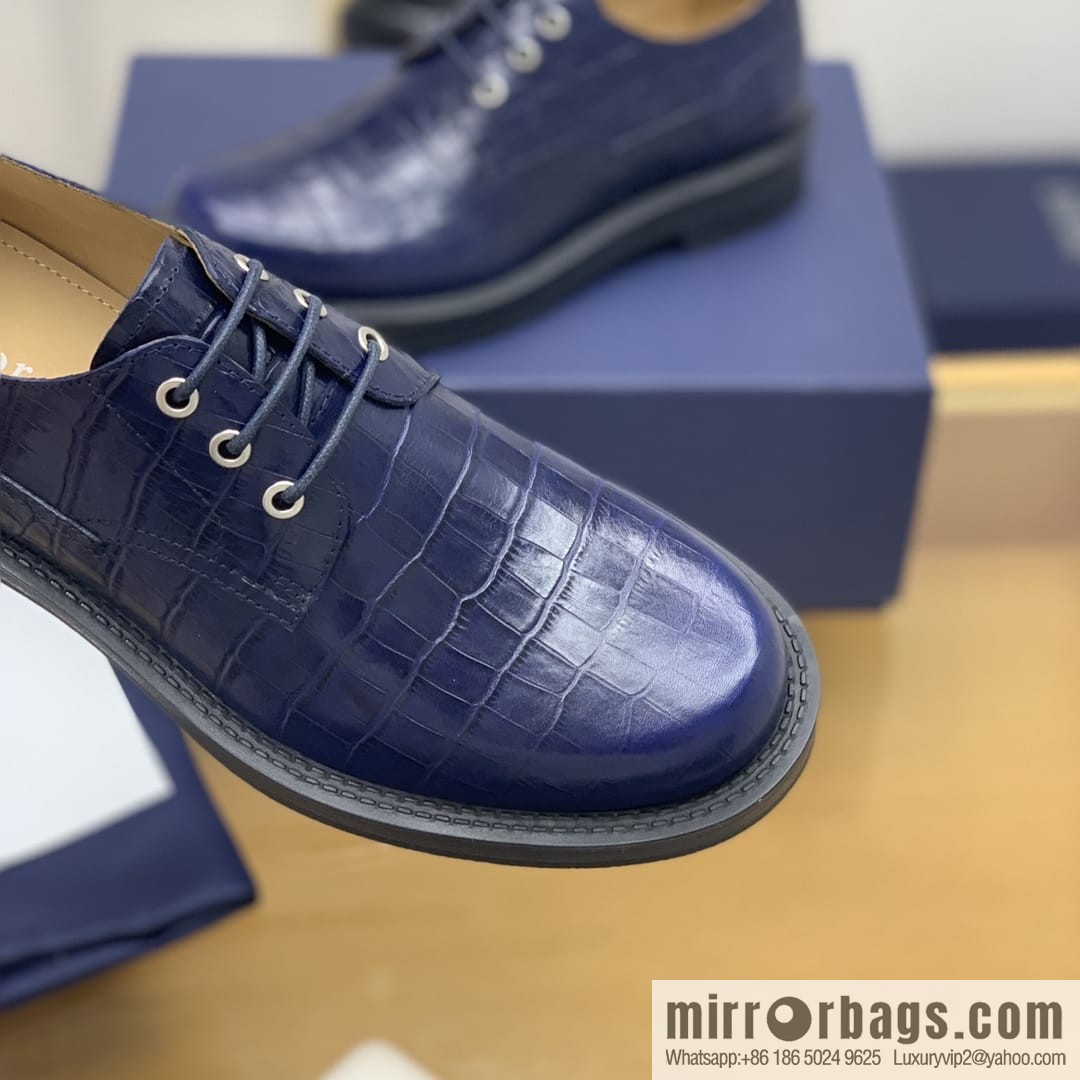 Dior Crocodile Embossed Men's Derby Shoes