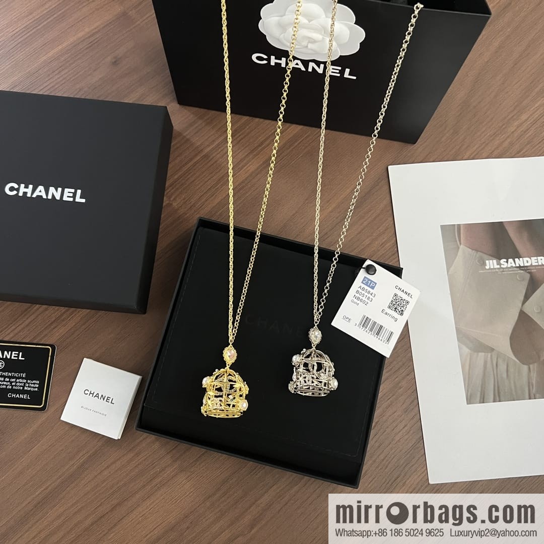 New ☑️ Chanel double c colored treasure bird cage necklace sweater chain