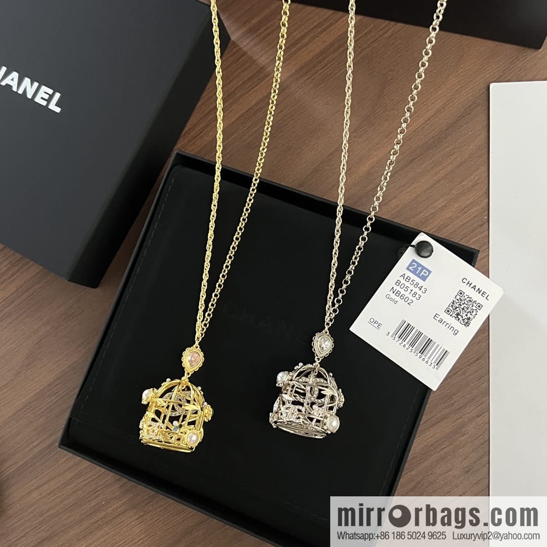 New ☑️ Chanel double c colored treasure bird cage necklace sweater chain