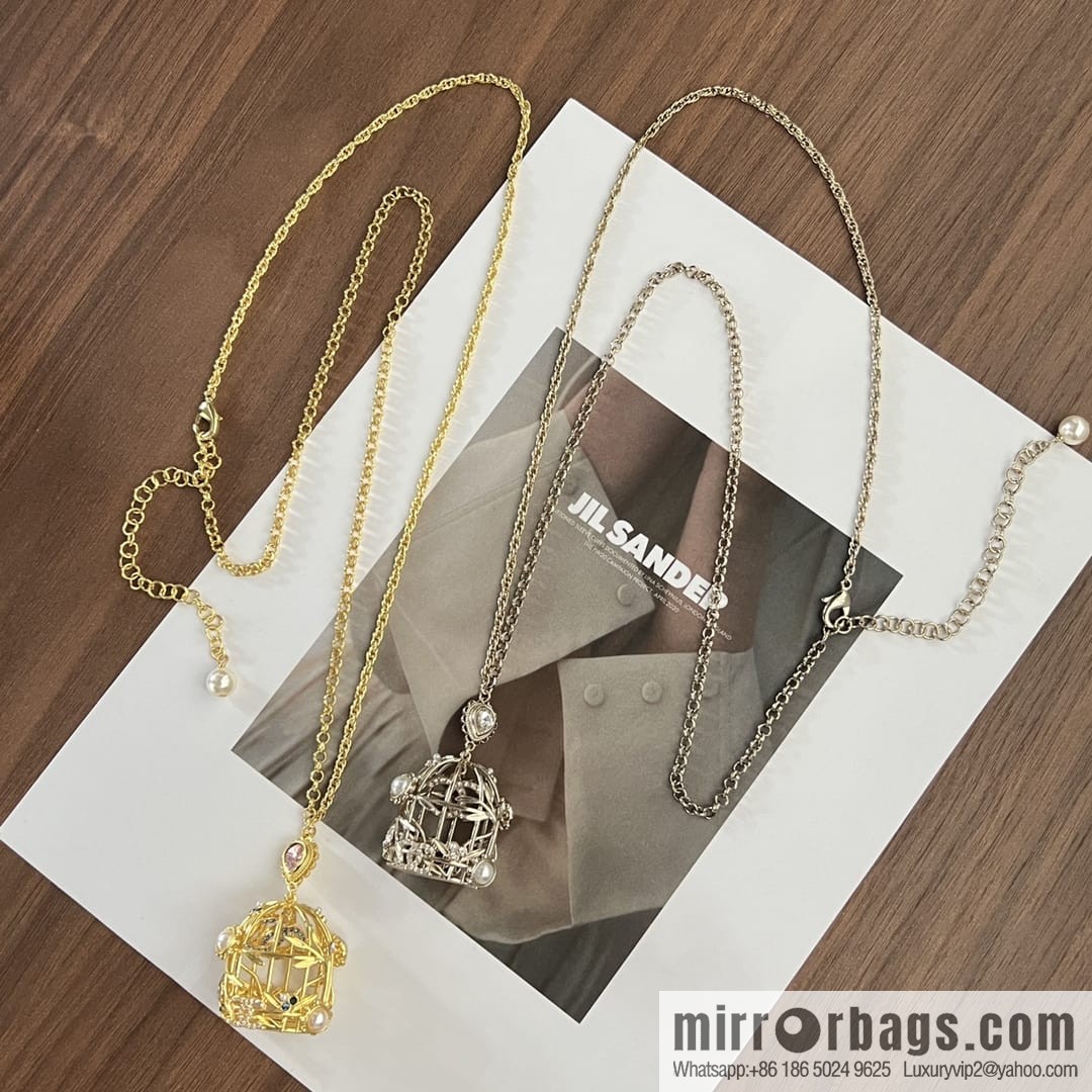 New ☑️ Chanel double c colored treasure bird cage necklace sweater chain