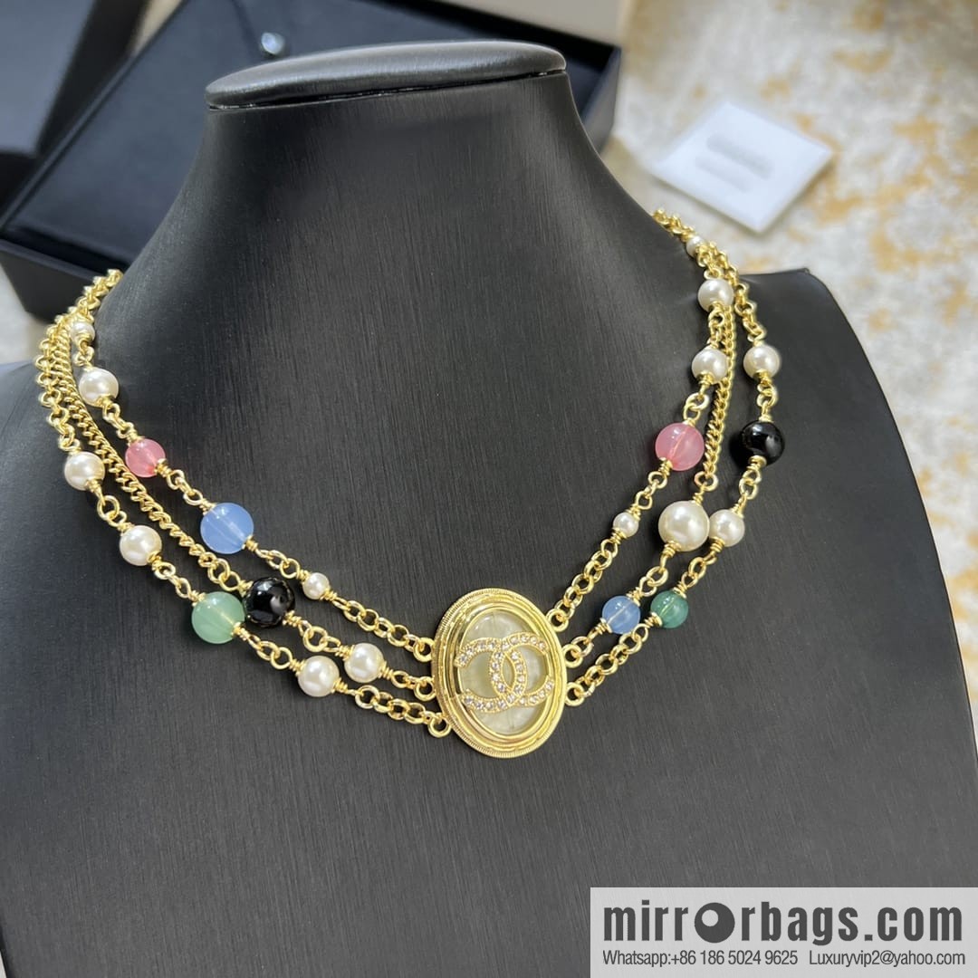 New ☑️ Chanel Double C Oval Triple Pearl Necklace Necklace