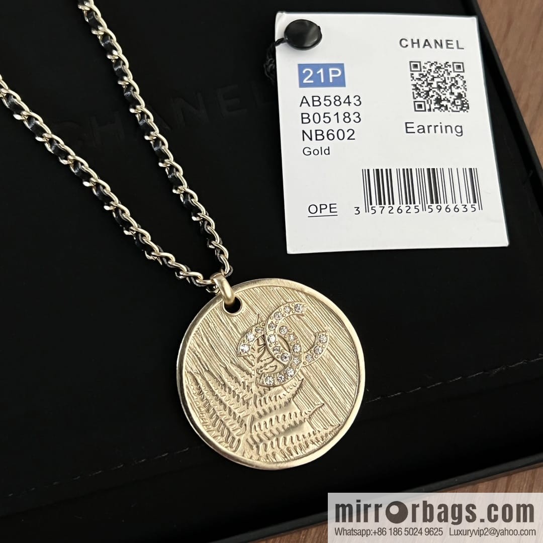 New ☑️ Chanel double c gold round wheat ear necklace sweater chain