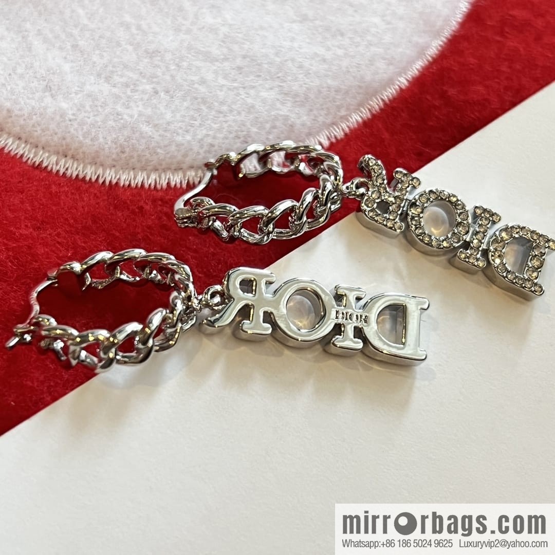 Dior silver dior letter stud earrings