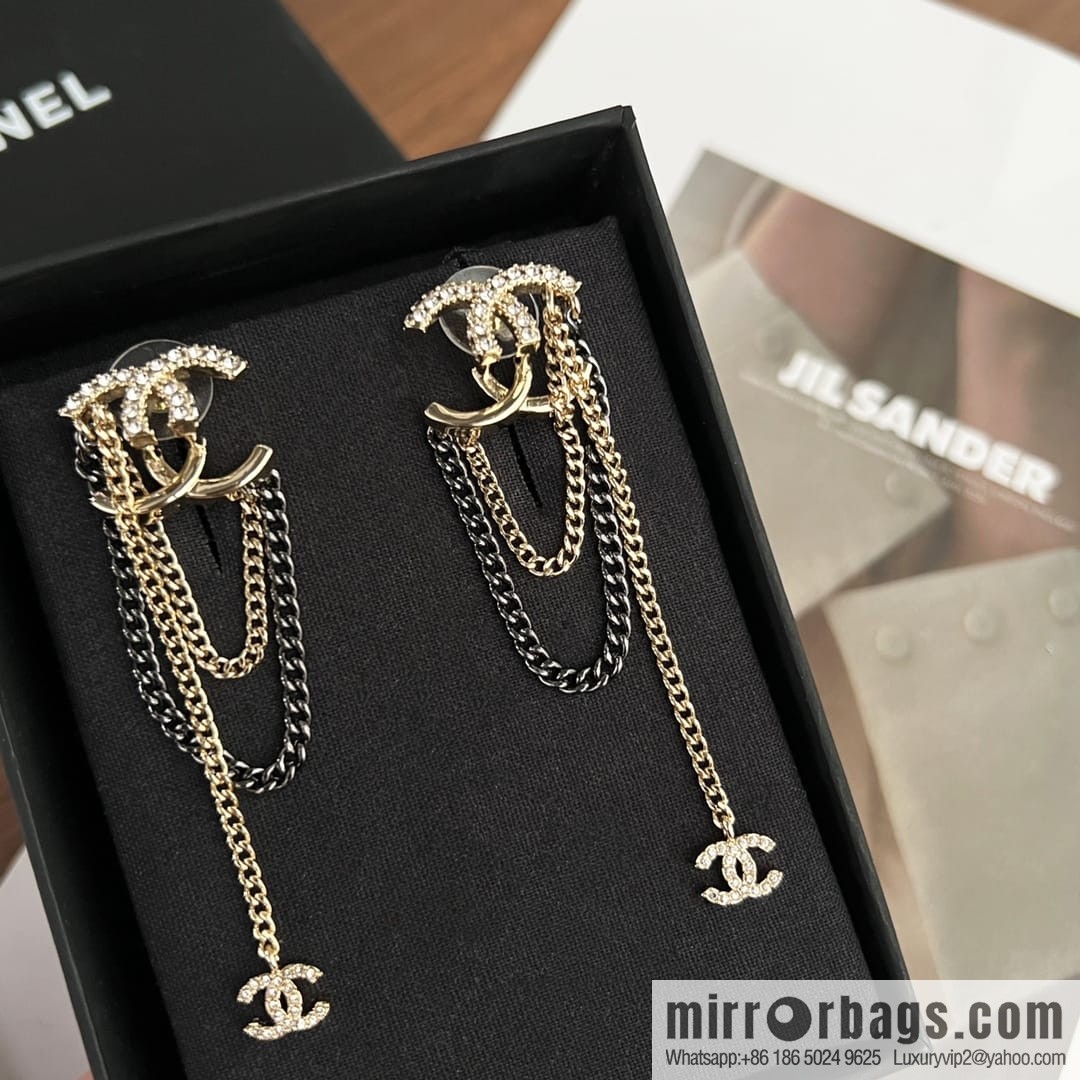 New ☑️ Chanel double c fringed stud earrings