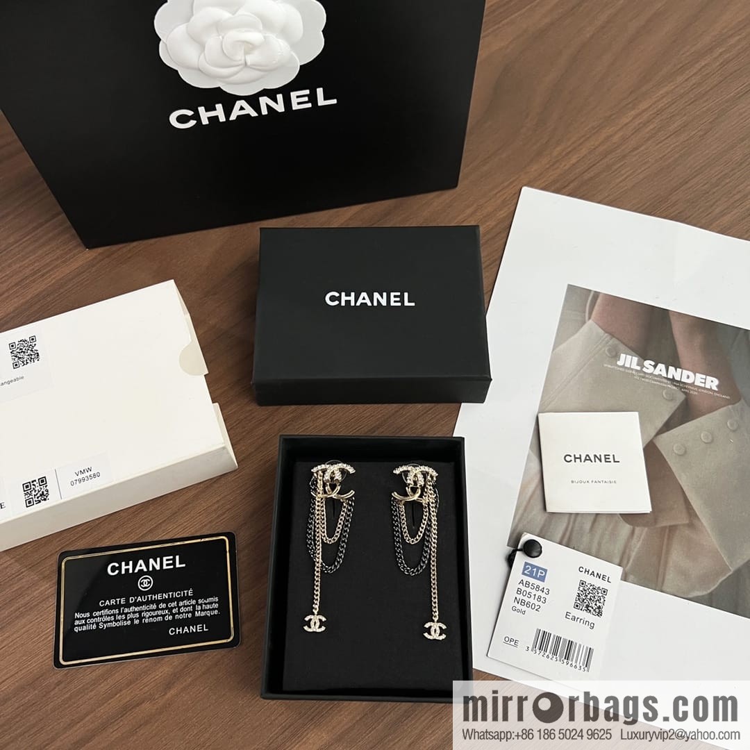 New ☑️ Chanel double c fringed stud earrings