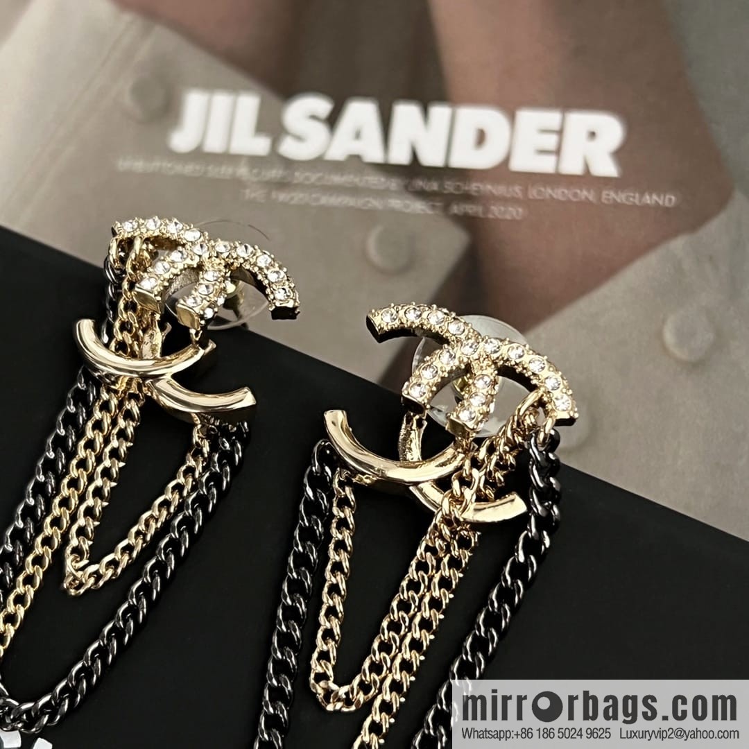 New ☑️ Chanel double c fringed stud earrings
