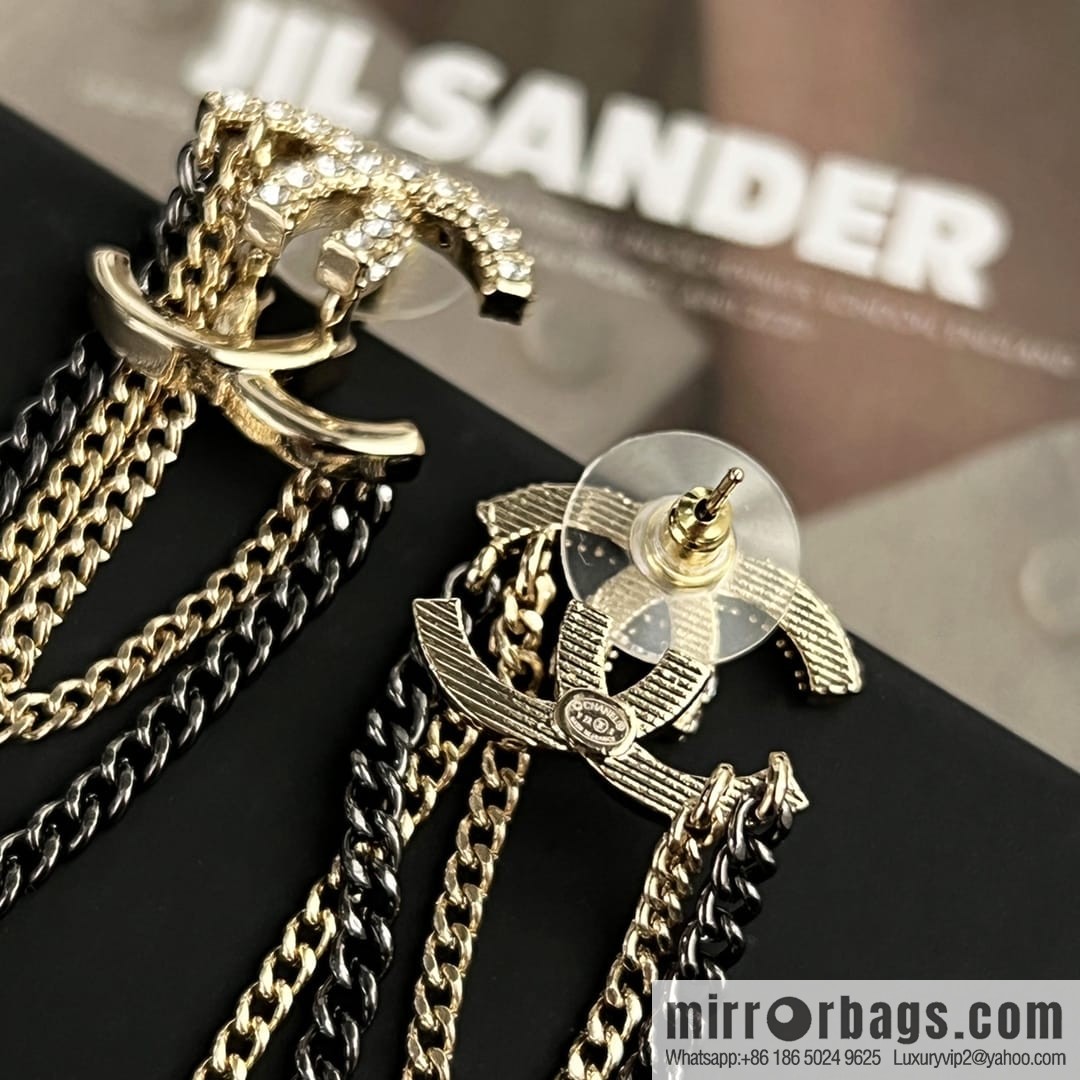 New ☑️ Chanel double c fringed stud earrings