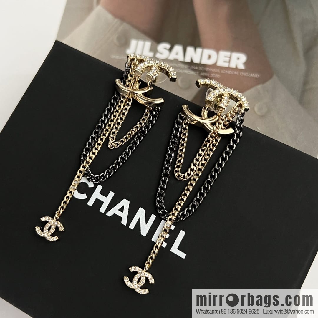 New ☑️ Chanel double c fringed stud earrings