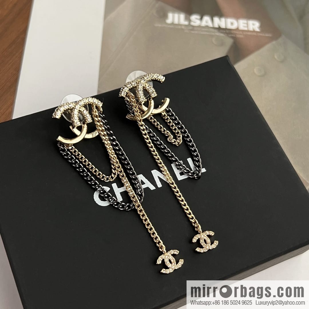 New ☑️ Chanel double c fringed stud earrings
