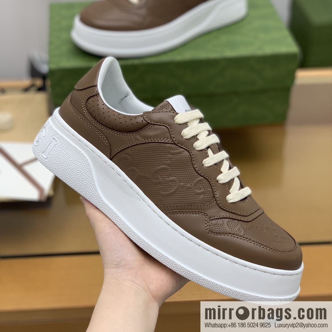 Gucci Gucci uses leather material, GG printed canvas leather men's sneakers