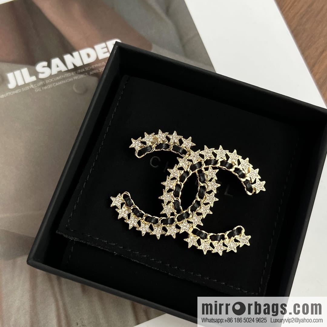New ☑️ Chanel black leather rope pentagram star brooch