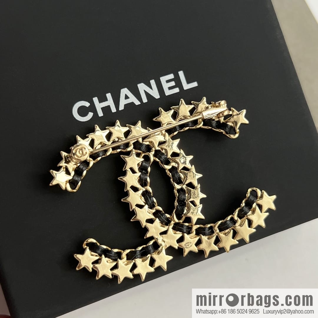 New ☑️ Chanel black leather rope pentagram star brooch