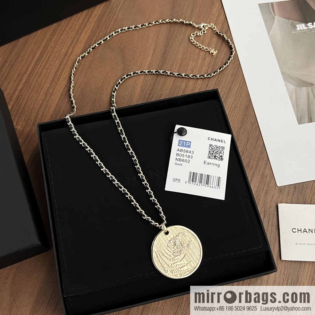 New ☑️ Chanel double c gold round wheat ear necklace sweater chain