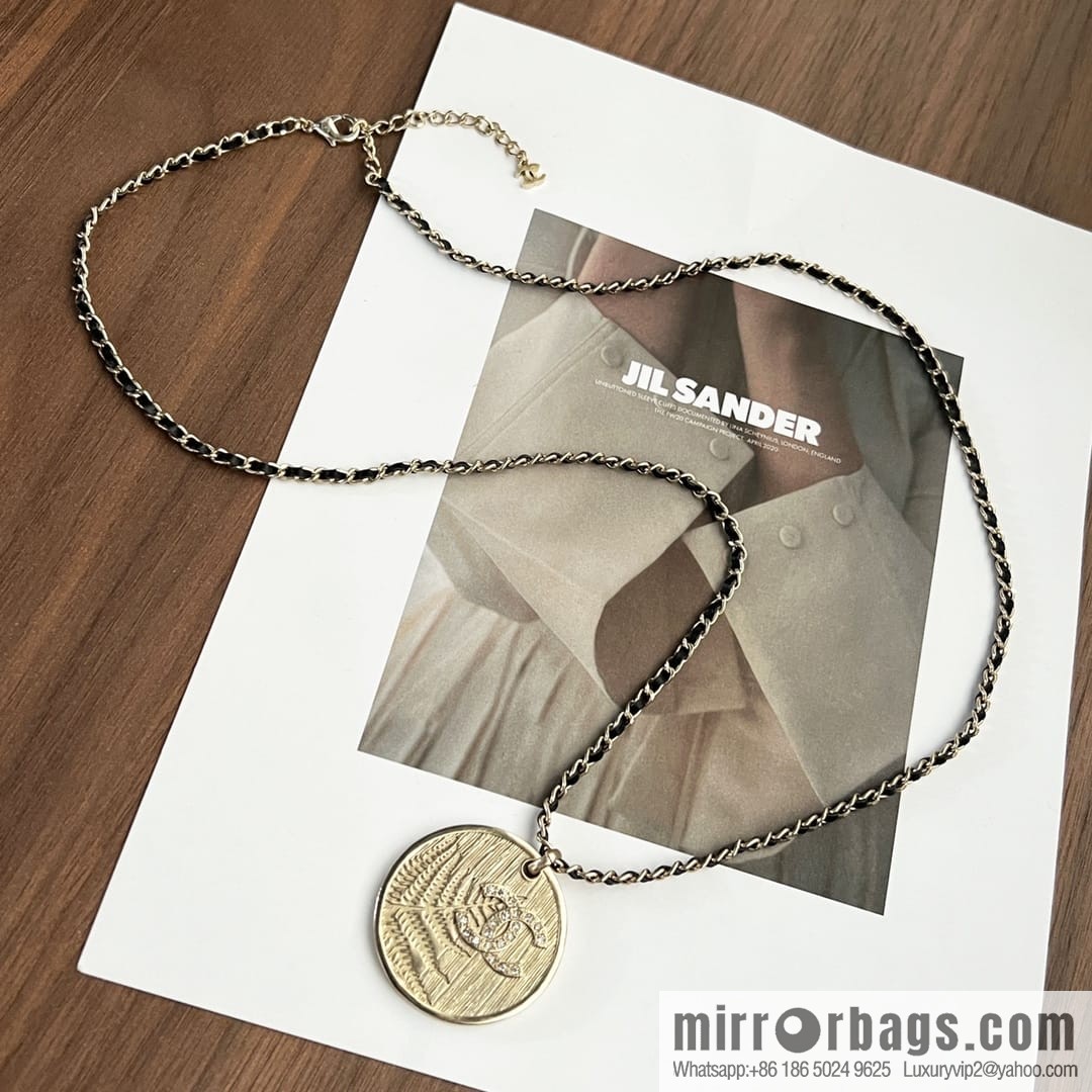 New ☑️ Chanel double c gold round wheat ear necklace sweater chain