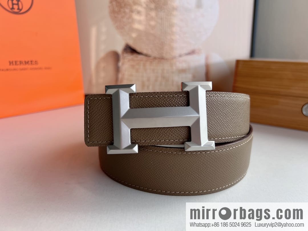 HERMES Hermès with thin H rhombus metal buckle men's 3.8cm waist belt
