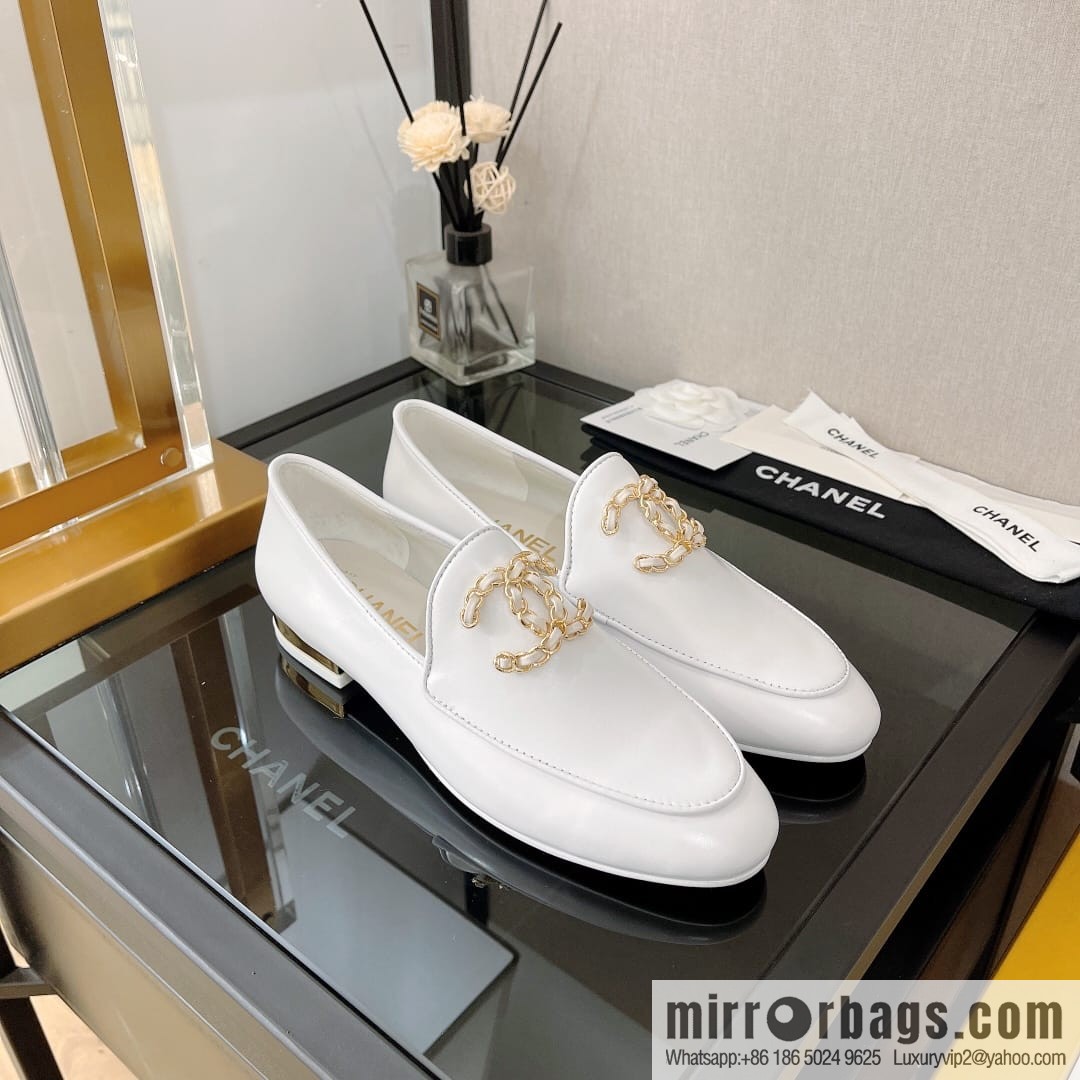 Chanell Chanel Xiaoxiang, new, leather double C buckle loafers/half slippers