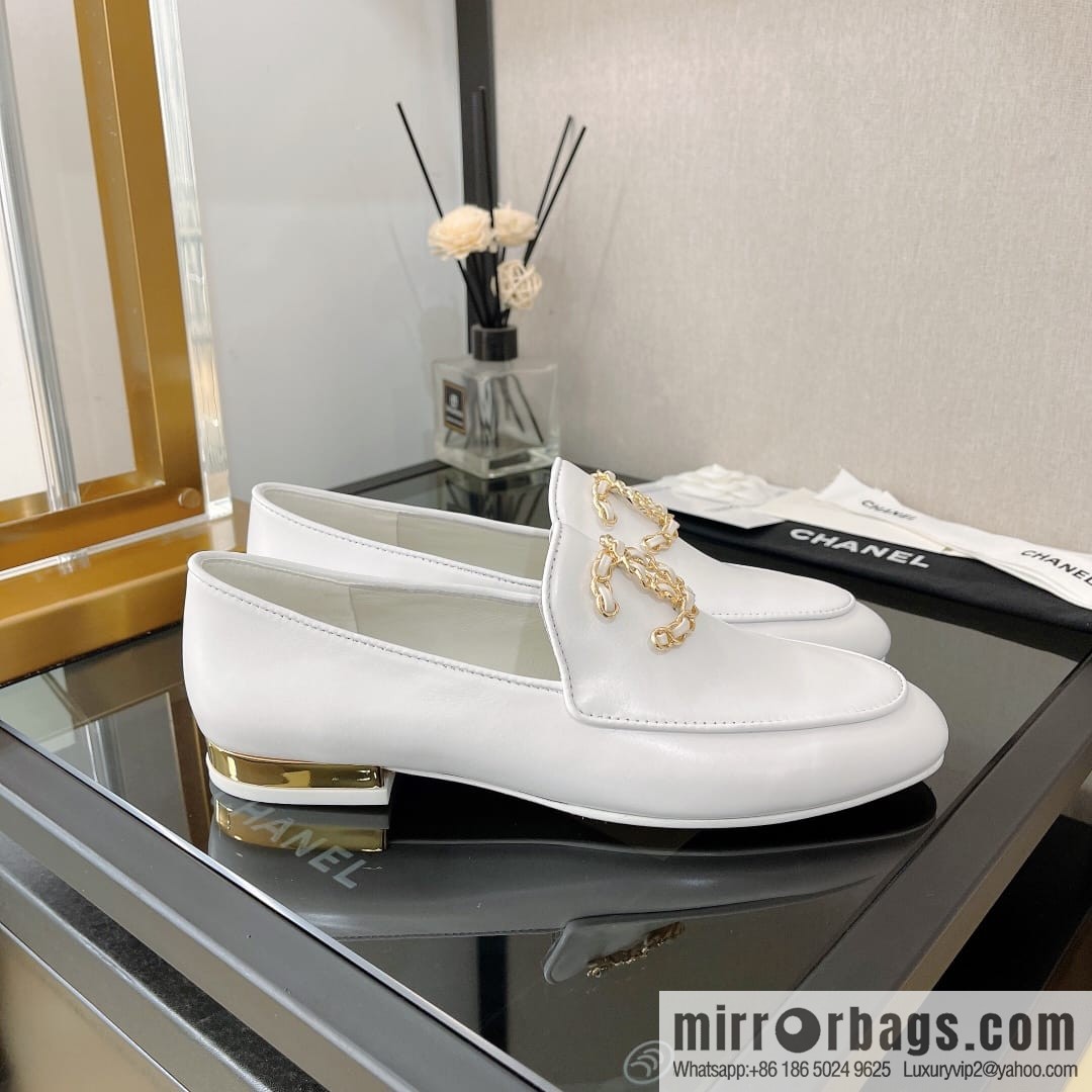 Chanell Chanel Xiaoxiang, new, leather double C buckle loafers/half slippers