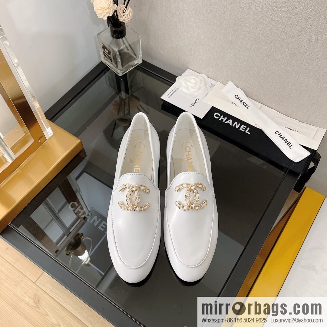 Chanell Chanel Xiaoxiang, new, leather double C buckle loafers/half slippers