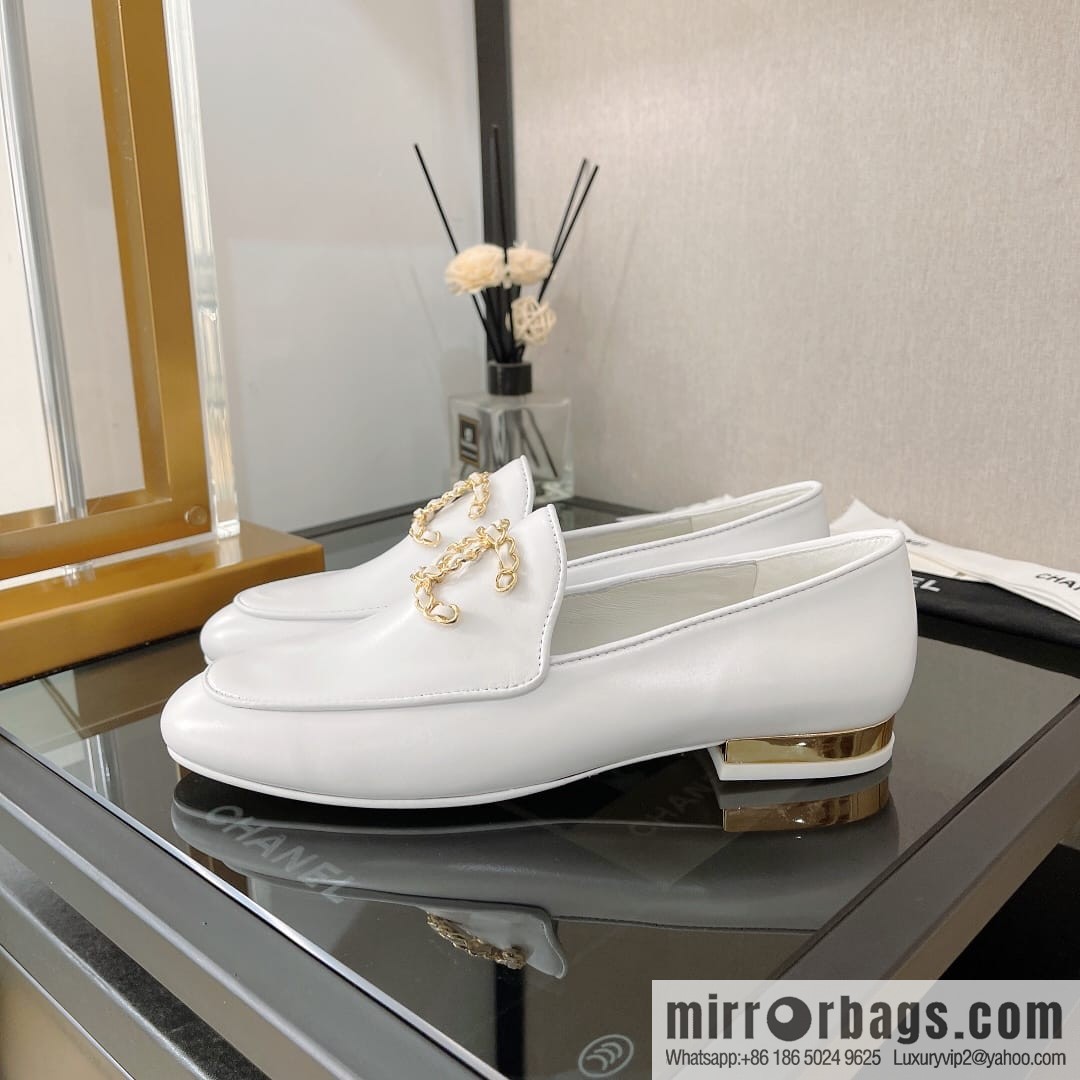 Chanell Chanel Xiaoxiang, new, leather double C buckle loafers/half slippers