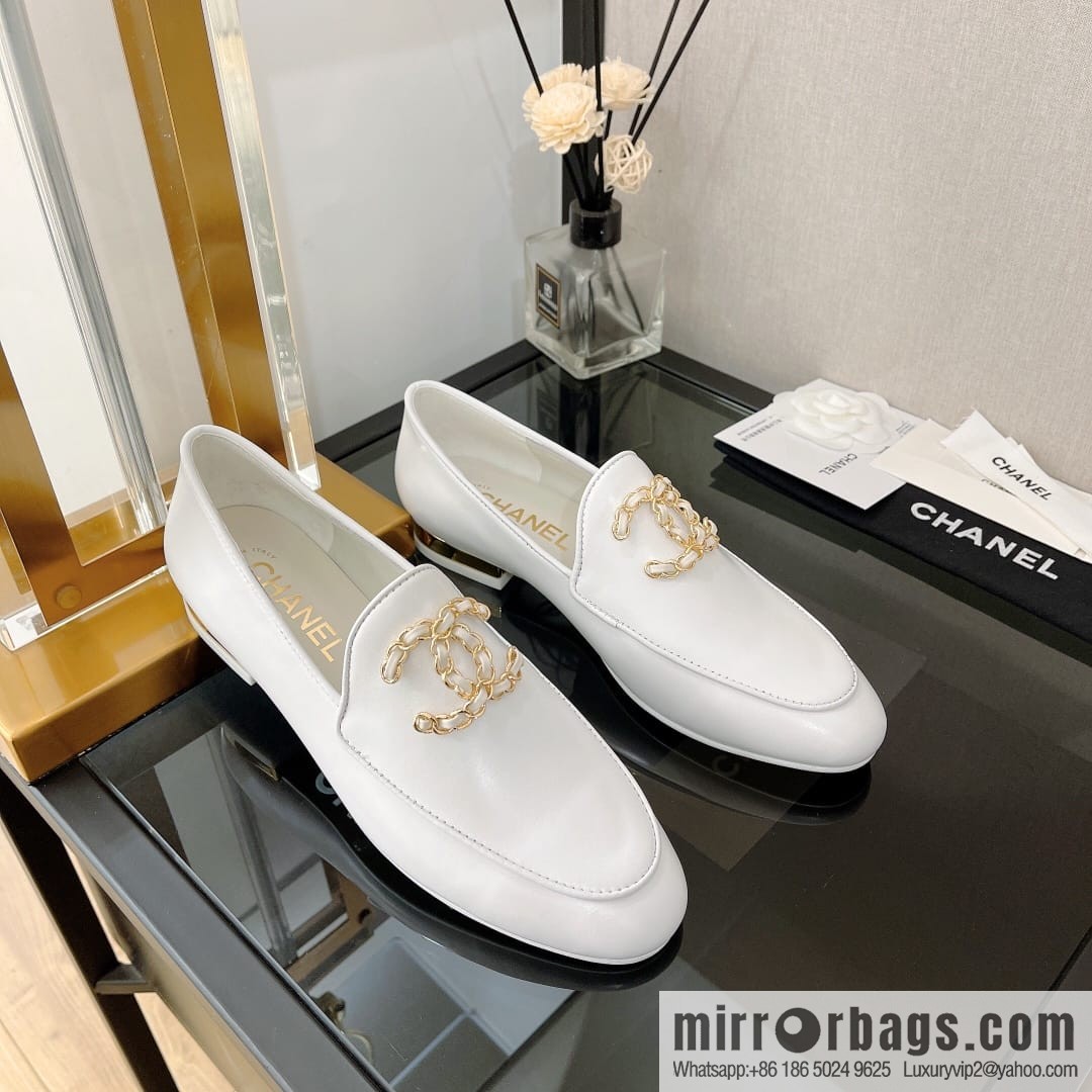 Chanell Chanel Xiaoxiang, new, leather double C buckle loafers/half slippers