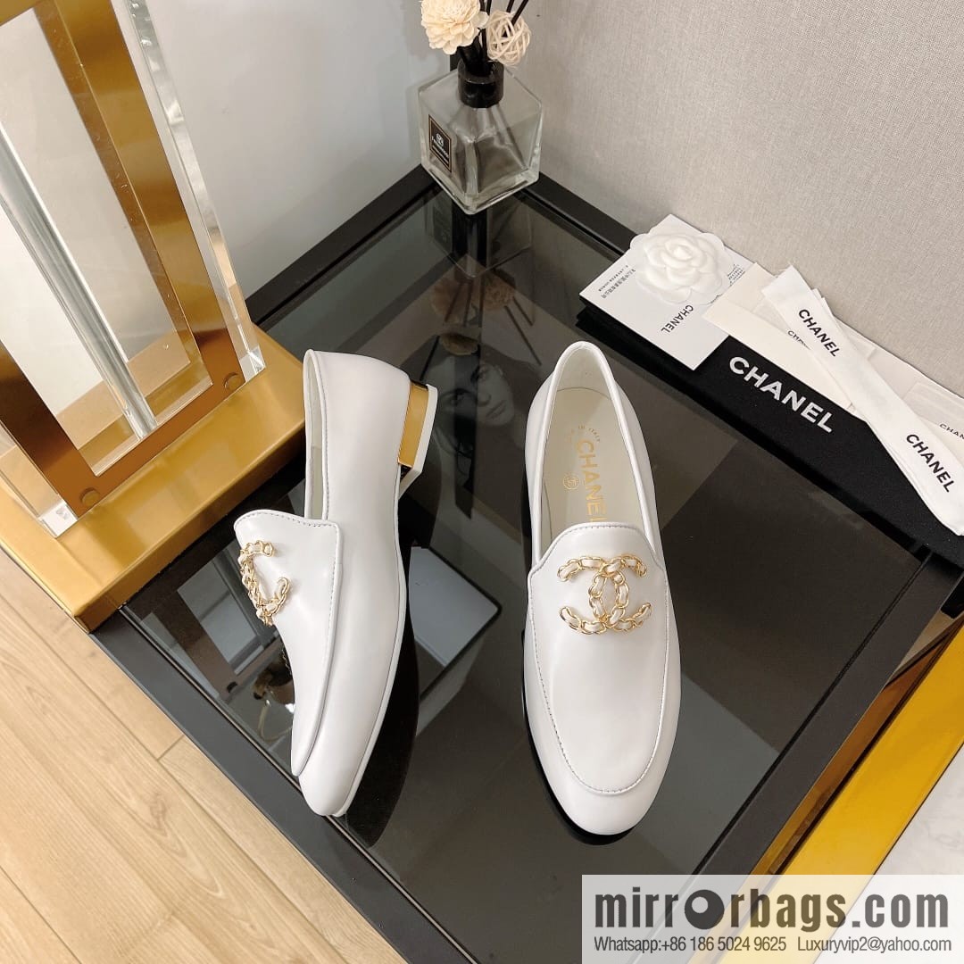 Chanell Chanel Xiaoxiang, new, leather double C buckle loafers/half slippers