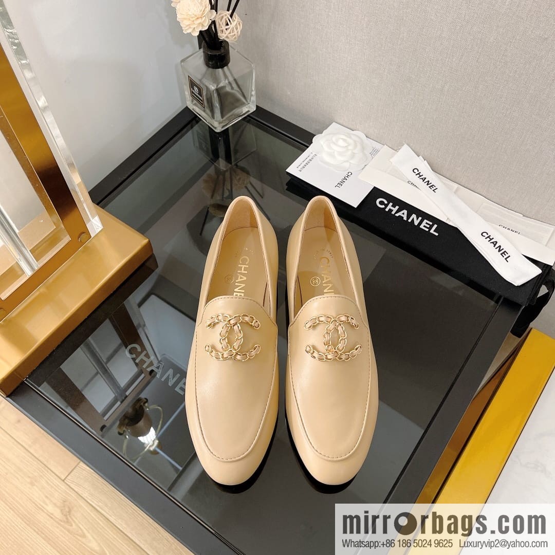 Chanell Chanel Xiaoxiang, new, leather double C buckle loafers/half slippers
