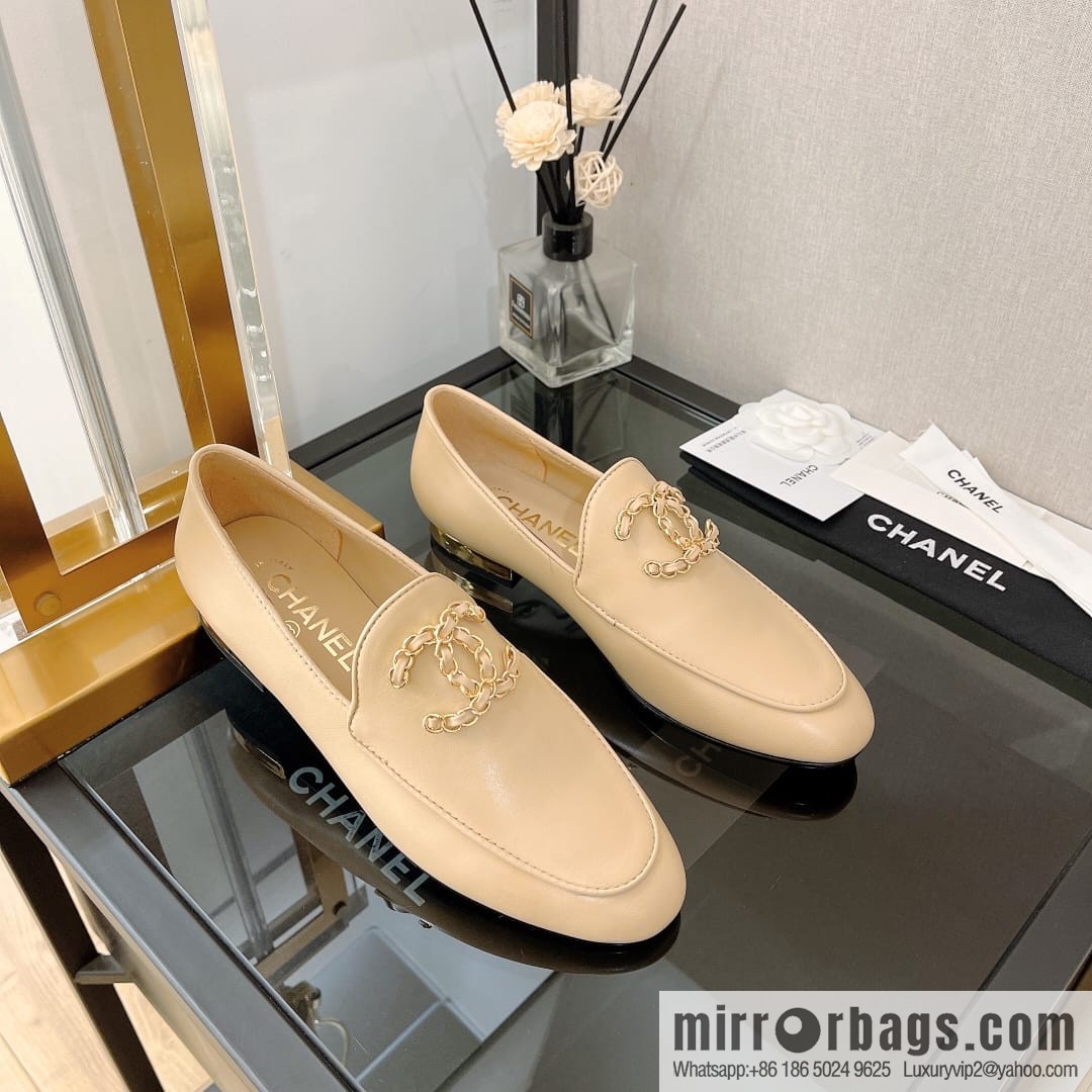 Chanell Chanel Xiaoxiang, new, leather double C buckle loafers/half slippers