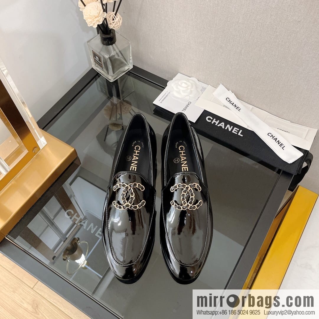 Chanell Chanel Xiaoxiang, new, leather double C buckle loafers/half slippers