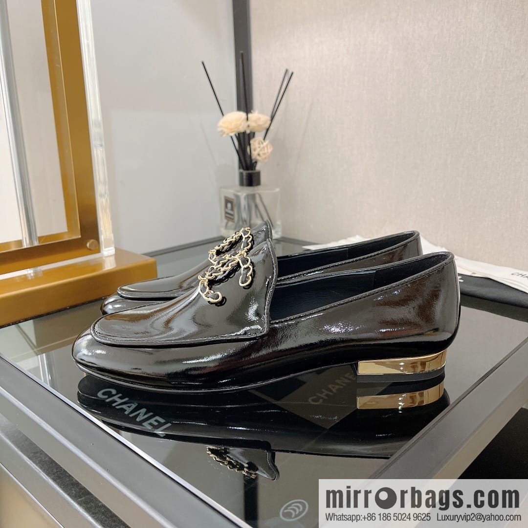 Chanell Chanel Xiaoxiang, new, leather double C buckle loafers/half slippers