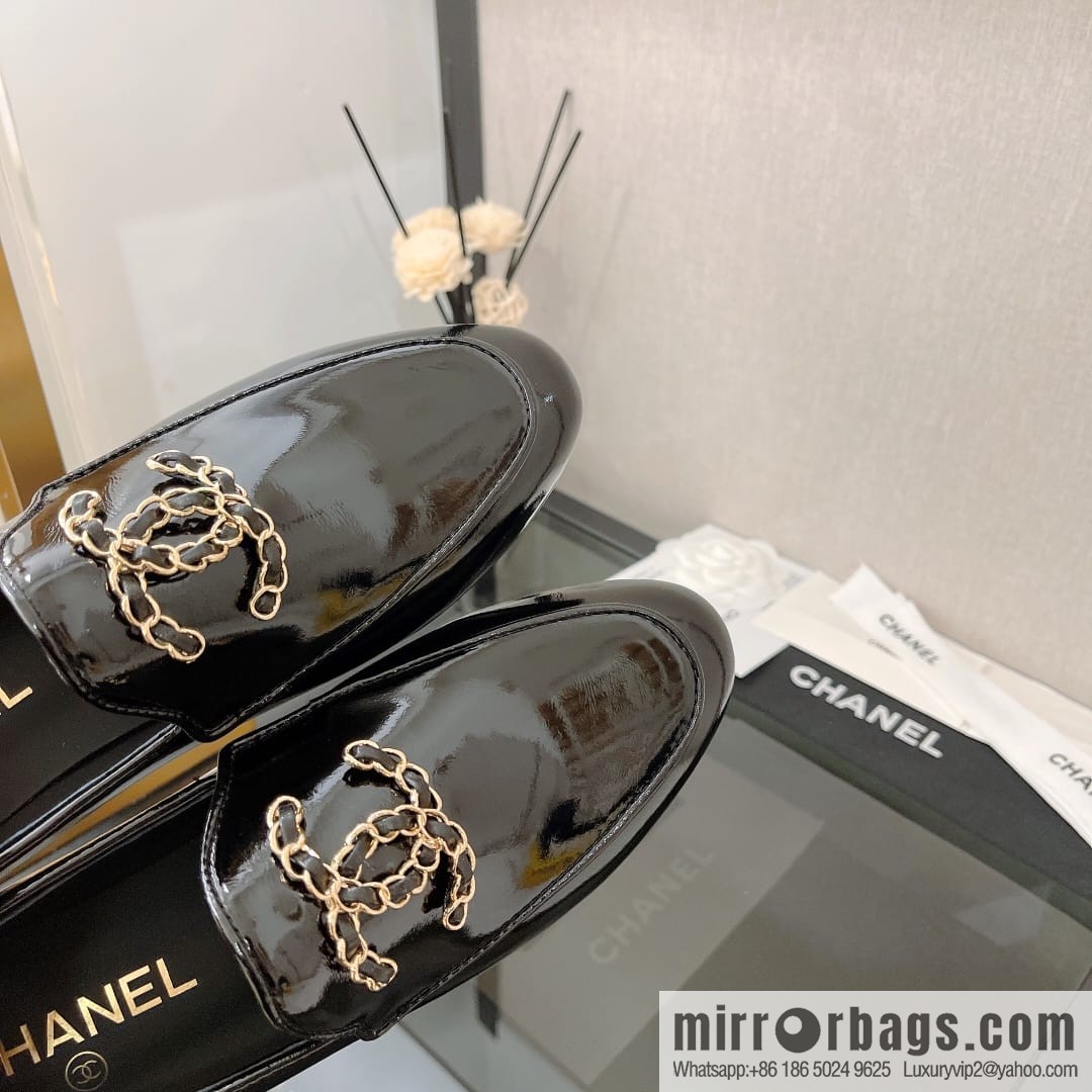 Chanell Chanel Xiaoxiang, new, leather double C buckle loafers/half slippers