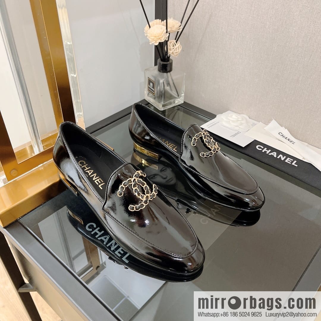 Chanell Chanel Xiaoxiang, new, leather double C buckle loafers/half slippers