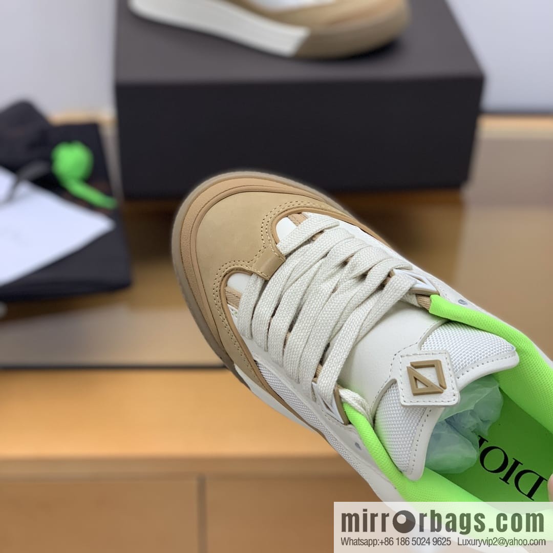 Dior grained calf leather with breathable mesh men's casual retro sneakers