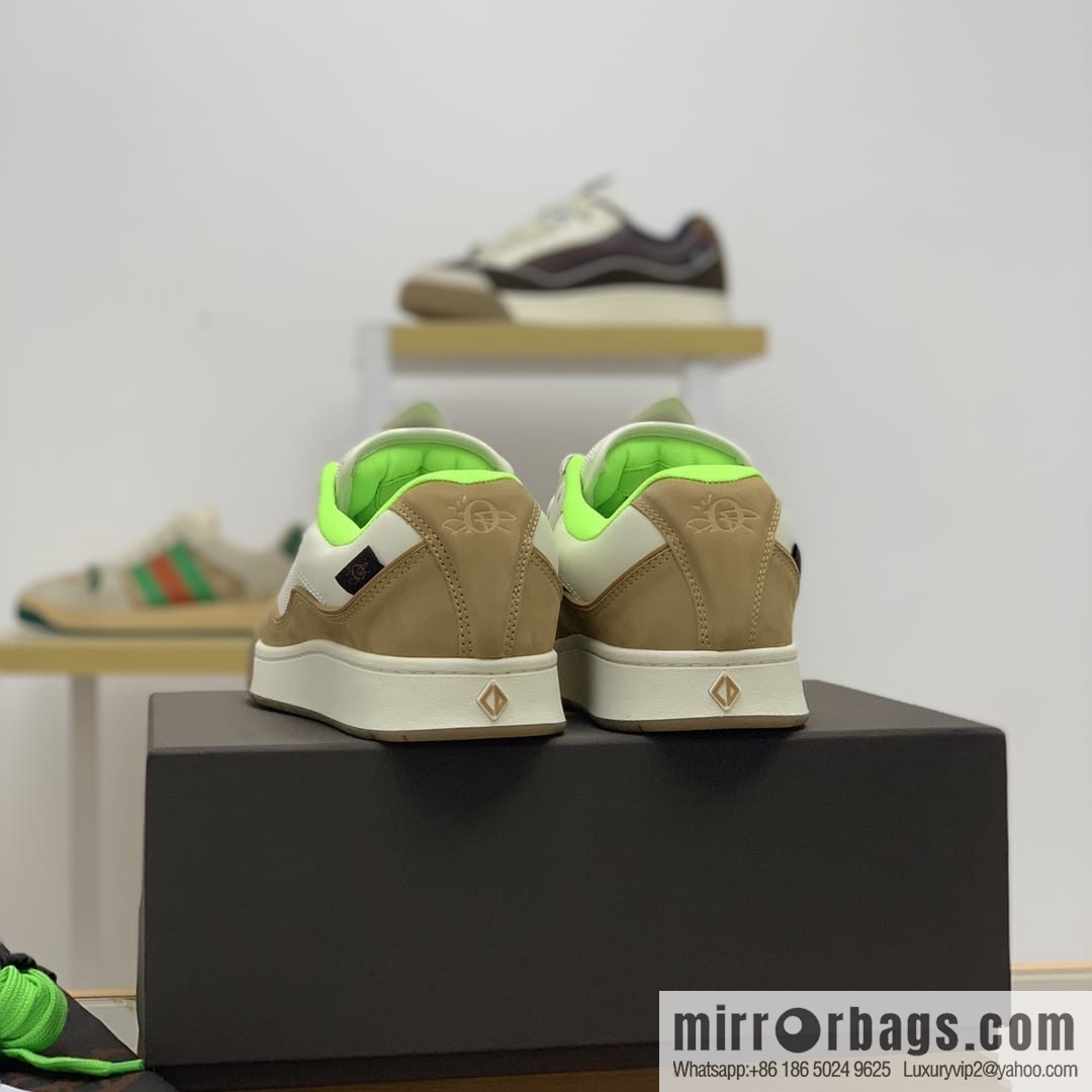Dior grained calf leather with breathable mesh men's casual retro sneakers