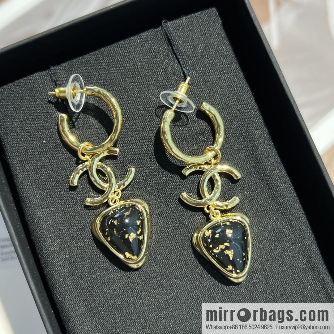 New ☑️ Chanel c3 double c gold stud earrings