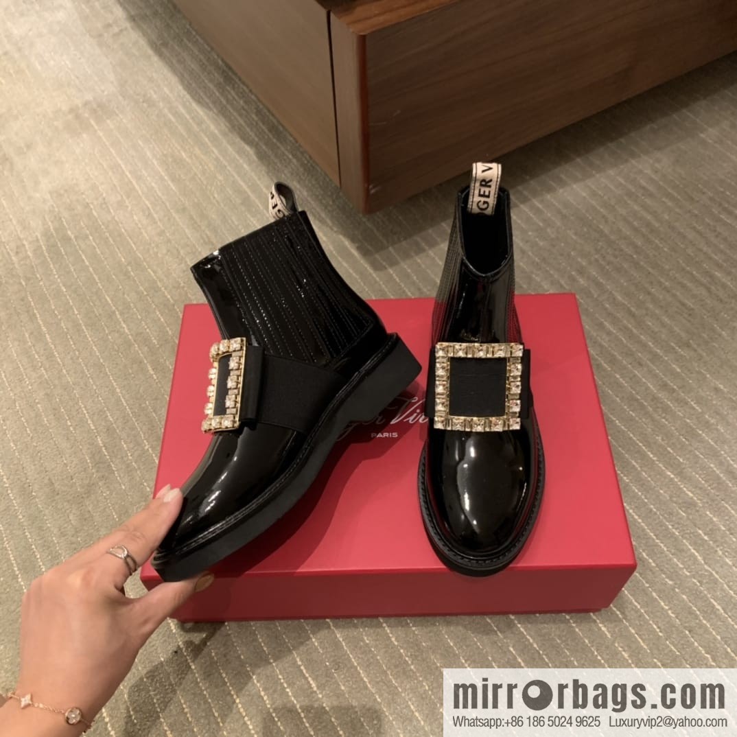 Roger vivier patented leather boots for women
