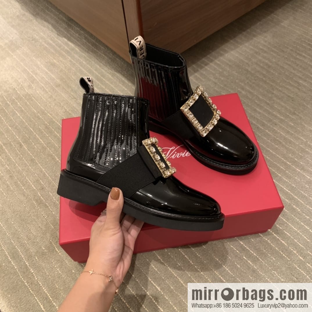 Roger vivier patented leather boots for women