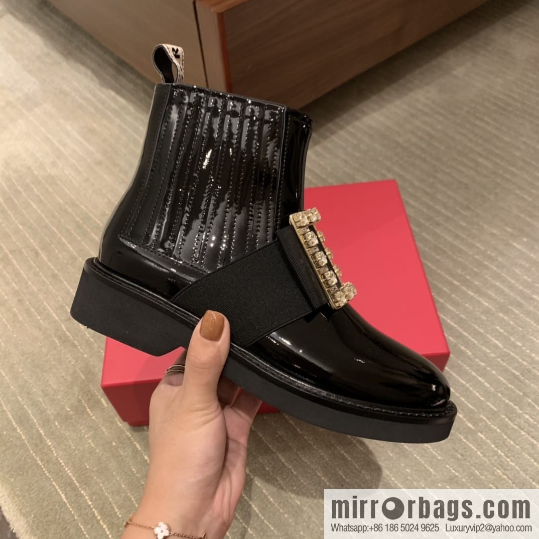 Roger vivier patented leather boots for women