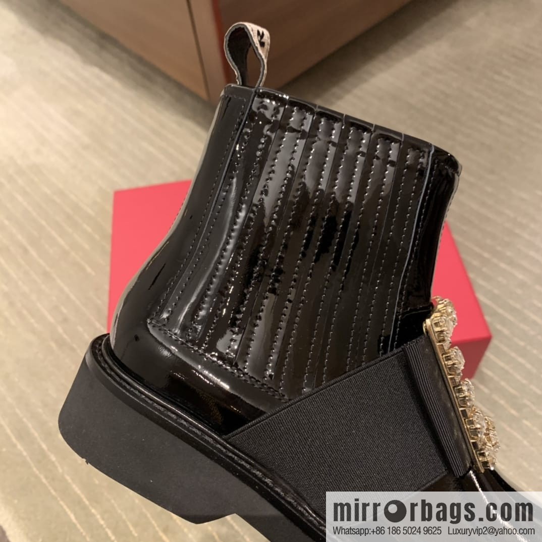 Roger vivier patented leather boots for women
